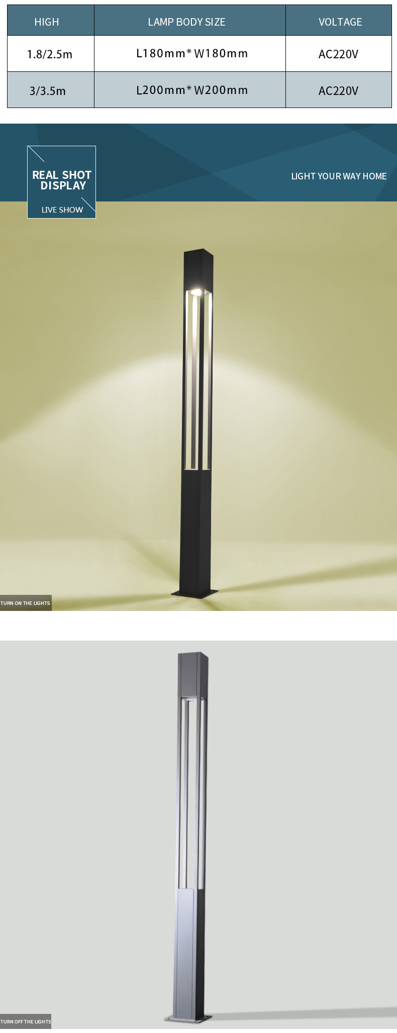 20W 30w 40w Path LED Garden Light High Power Height 2.5m 3m 3.5m 4M Modern