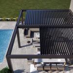 Aluminum Louvered Pergola Villa Yard Electric Turning Louvers With Retractable