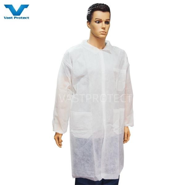 30GSM-50GSM Non Woven White Lab Coat For Food Industry Visitors Personalized