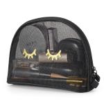 Black See Through Makeup Bag , 9x6 Mesh Cosmetic Bags For Stylish Eyelashes