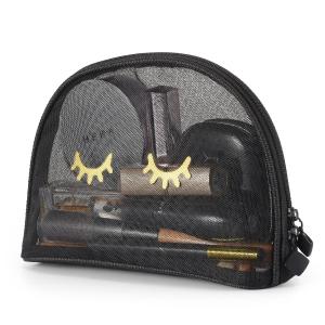 Wholesale Black See Through Makeup Bag , 9x6 Mesh Cosmetic Bags For Stylish Eyelashes from china suppliers