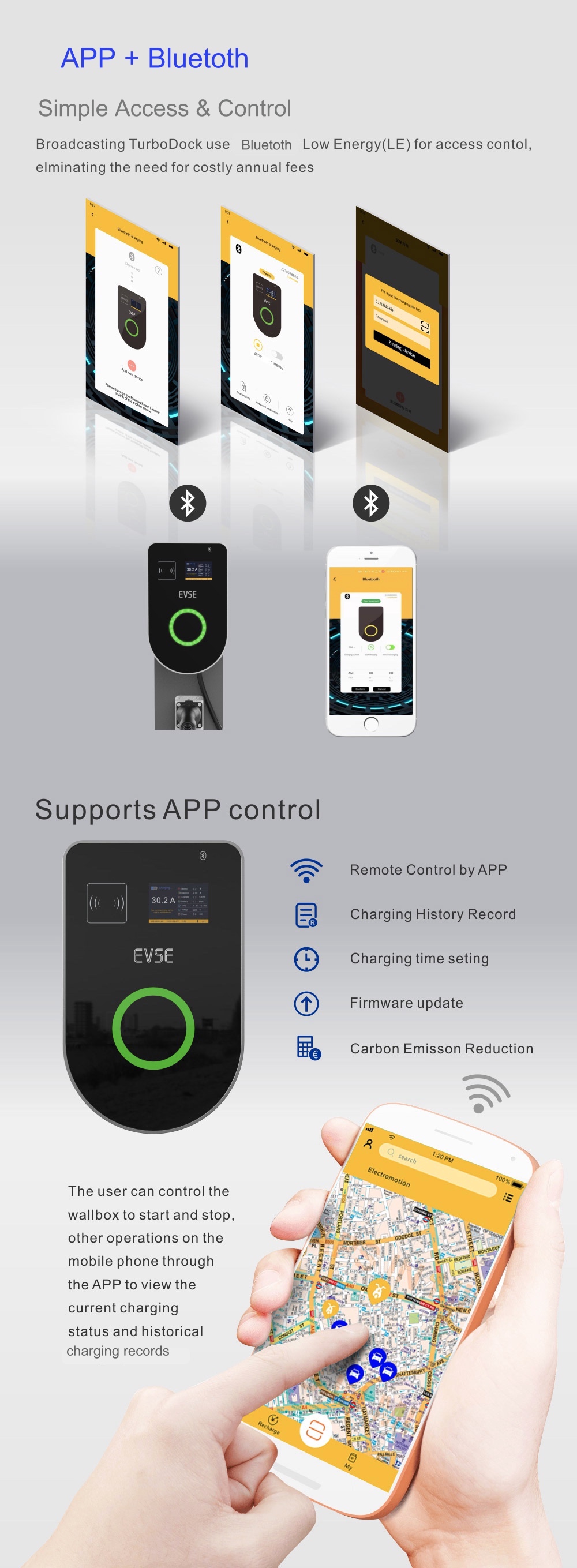 32A EV Charging Station OCPP 1.6 Smart Wallbox 22KW With Wifi 4G Communication