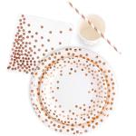 50 Plates Rose Gold Chic Christmas Disposable Dinnerware Sets