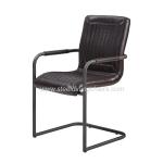 Brown Faux Leather 45CM 82CM Bronze Metal Upholstered Dining Chair