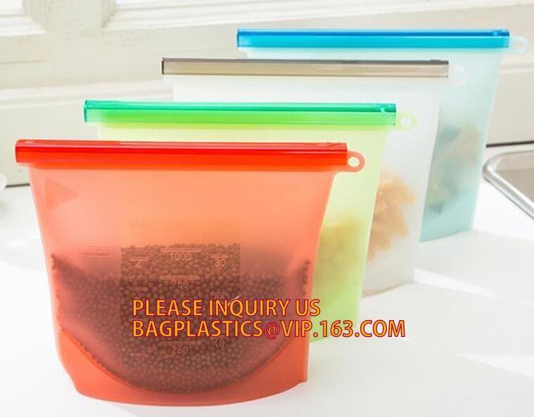 Reusable Leakproof Zipper Preservation Airtight sandwich Zip lockk Cooking Fresh Zip Large Silicone Storage Food Bags With