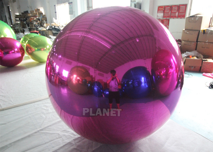 Air Sealed Hanging Silver / Gold / Magenta Ball Inflatable Mirror Ball Mirror Balloon Giant Mirror Sphere For Decoration