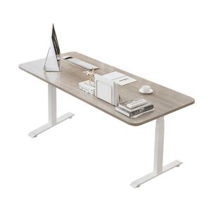 Wholesale 2 Stage Ergonomic Electric Height Adjustable Lifting Desk White Wooden Grain Dual Motor from china suppliers