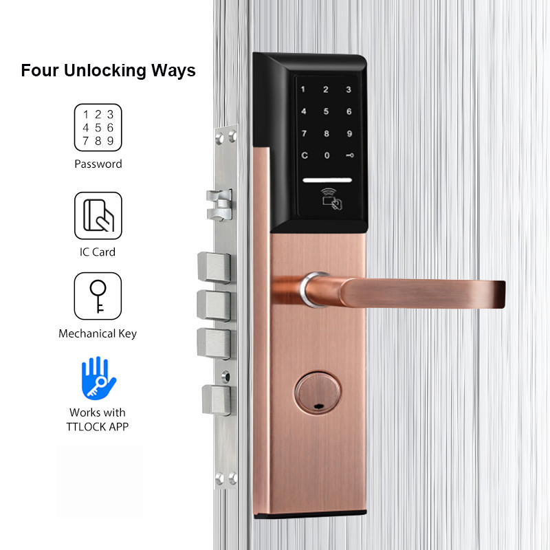 0.1S TTlock App Smart Keypad Door Lock Swipe Card 48mm Thickness