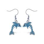 14k Yellow Gold Dolphin Hoop Earrings Ear Hoops Set Animal Sea Life Fine Jewelry