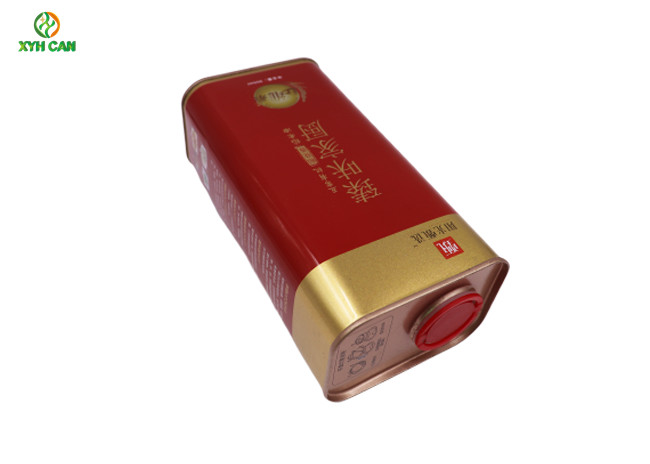 Custom Printed Rectangular Metal Tin Can Metal Tinplate Container For Olive Oil with Plastic Lid