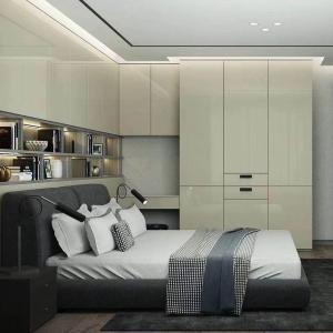 Wholesale Solid Wood Auto Swing Door Wardrobe White Anti Fouling Shaker Design from china suppliers