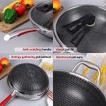 Hot Selling Kitchen 32cm Induction Wok Pan SUS 304 Stainless Steel Honeycomb Non