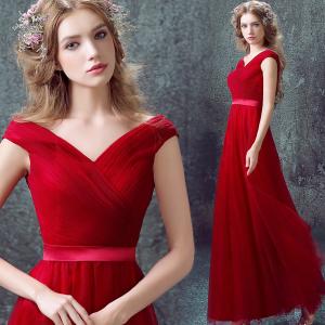 Wholesale Sexy Deep V Neck Red Elegant Lace Up Evening Dresses TSJY026 from china suppliers