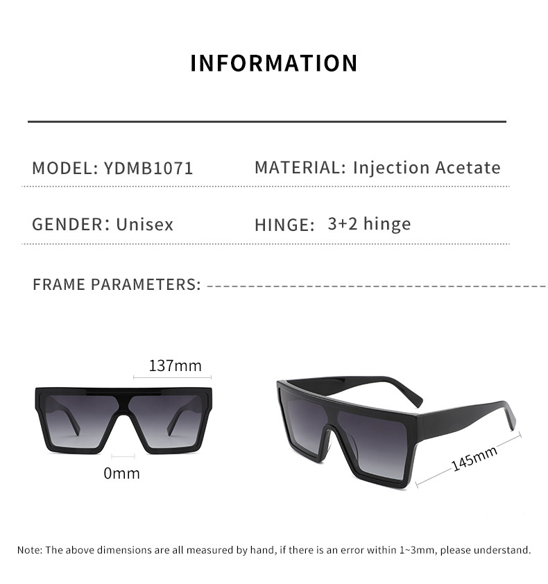 Flat Top Large Frame Sunglasses One Piece Uv400 Oversized Square Sunglasses
