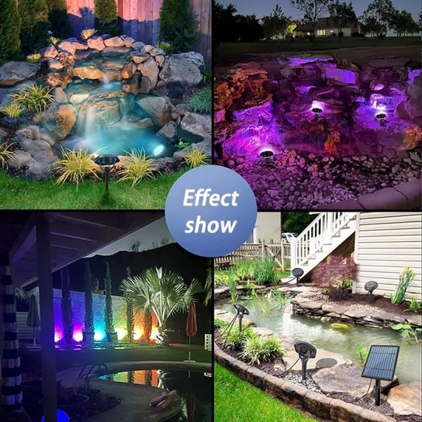 IP68 Underwater LED Holiday Lights RGB Color Changing Solar Pond Lights