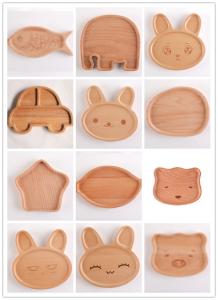 Wholesale Cartoon Wooden Serving Plates Children Food Supplement Divided Dinner Plate from china suppliers