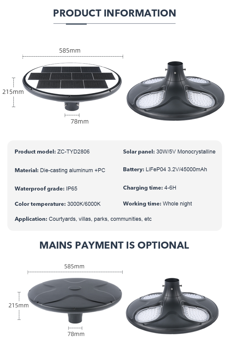 OEM ODM Fast Charging Outdoor Garden Solar Light For Street Landscape Multipurpose