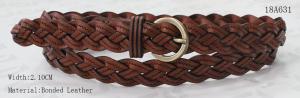 Wholesale Lady Bonded Brown Leather Braided Belt Women ' S With Plaited Tape In Gold Satine Buckle from china suppliers