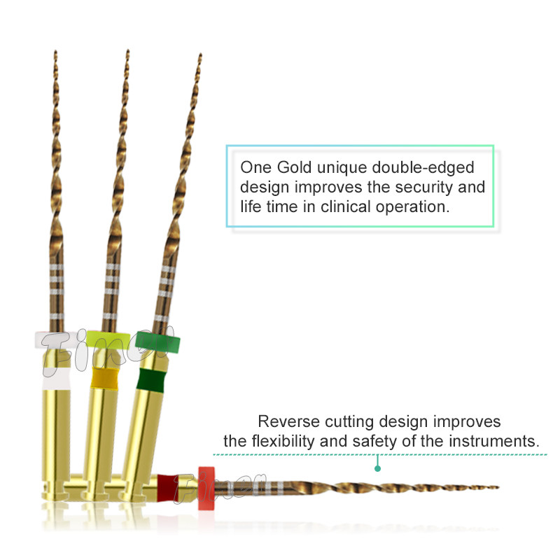 Dental Rotary File Only One Gold Rotary Wave Files For Root Canal Treatment