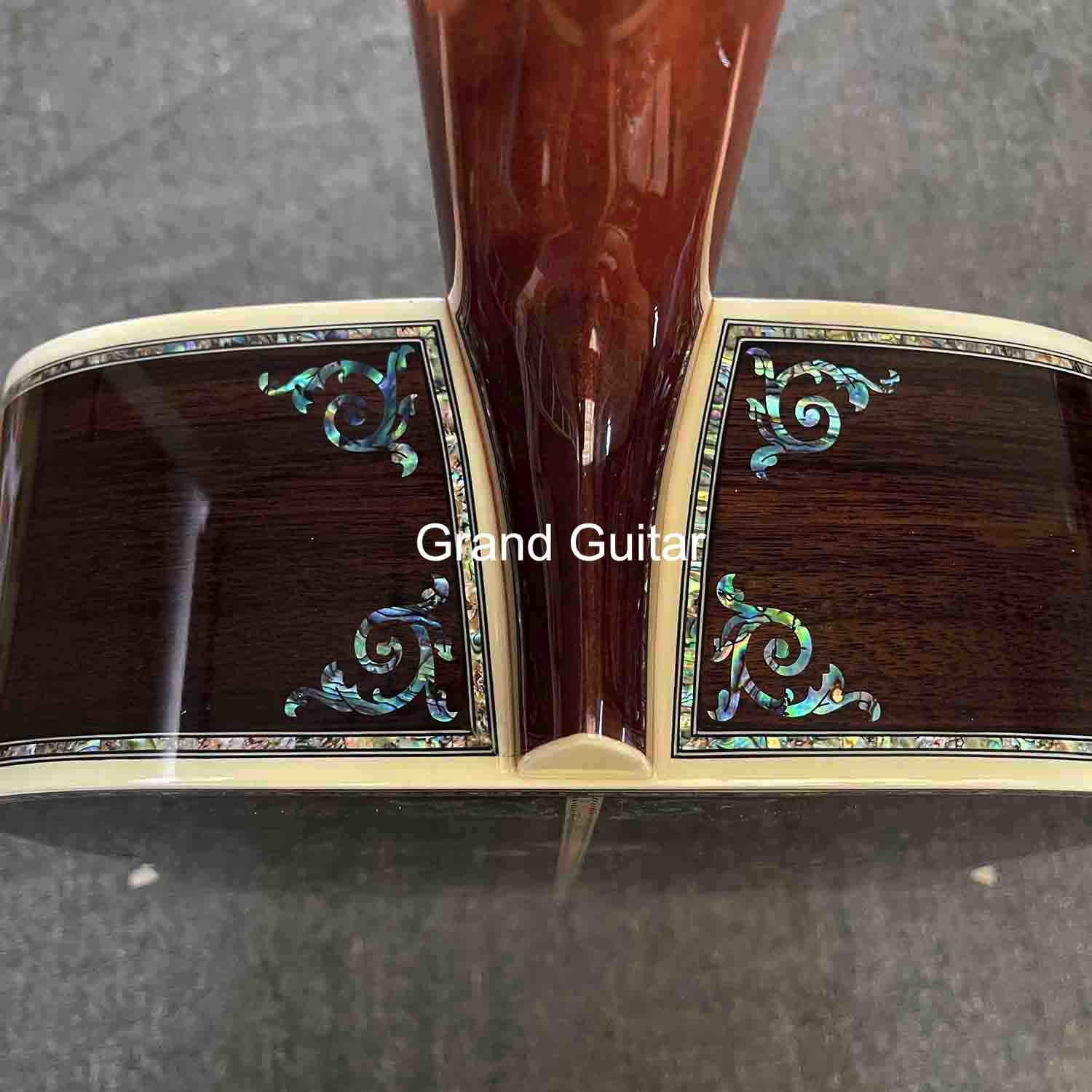 Custom Deluxe Solid Spruce Top Dreadnought Body Ebony Fingerboard 41 Inch Real Abalone Acoustic Guitar