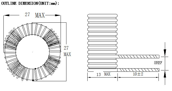 PBT Base Filter Toroidal Choke Coil 0.7mm Copper Wire Low Temperature Rise