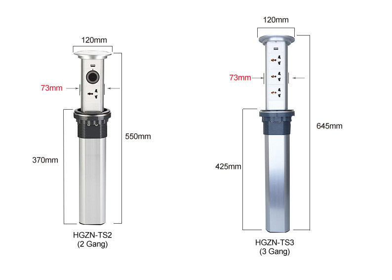 Intelligent Lifting Kitchen Pop Up Sockets Vertical Pop Up Power Outlet