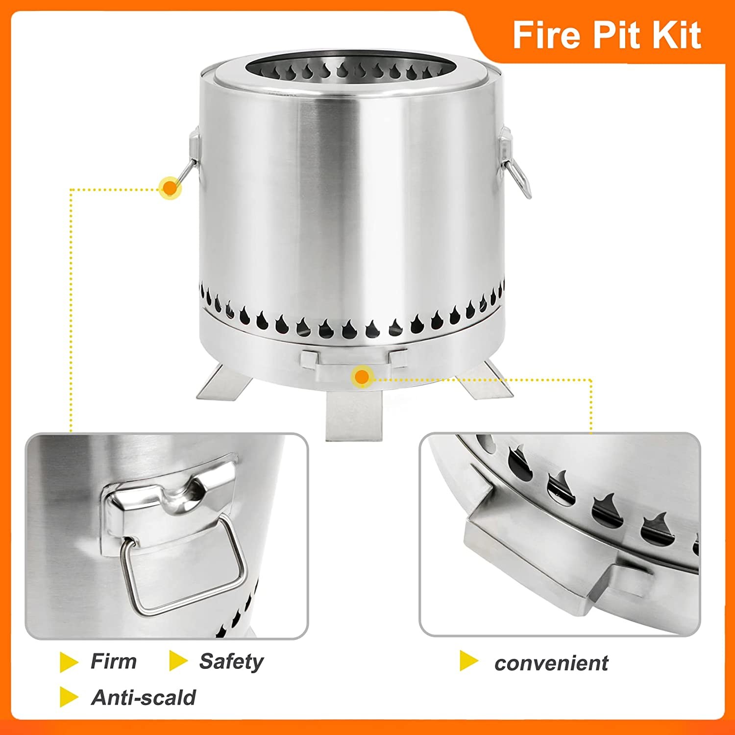 Stainless Steel Outdoor Barbecue Fire Pit Upgraded Bonfire Fire Pit With Drawer