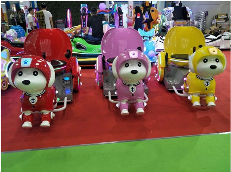 Three - Wheeled Kids Arcade Machine , Animal Shape Ride Puppy Rickshaw For Amusement Park