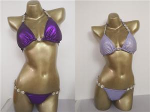 Wholesale European cut womens bodybuilding competition posing suit Metallic IFBB Bikini from china suppliers