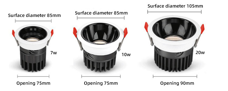 5w 7w 9w 12w Recessed Cob Spotlight Indoor Work Light Adjustable Brightness