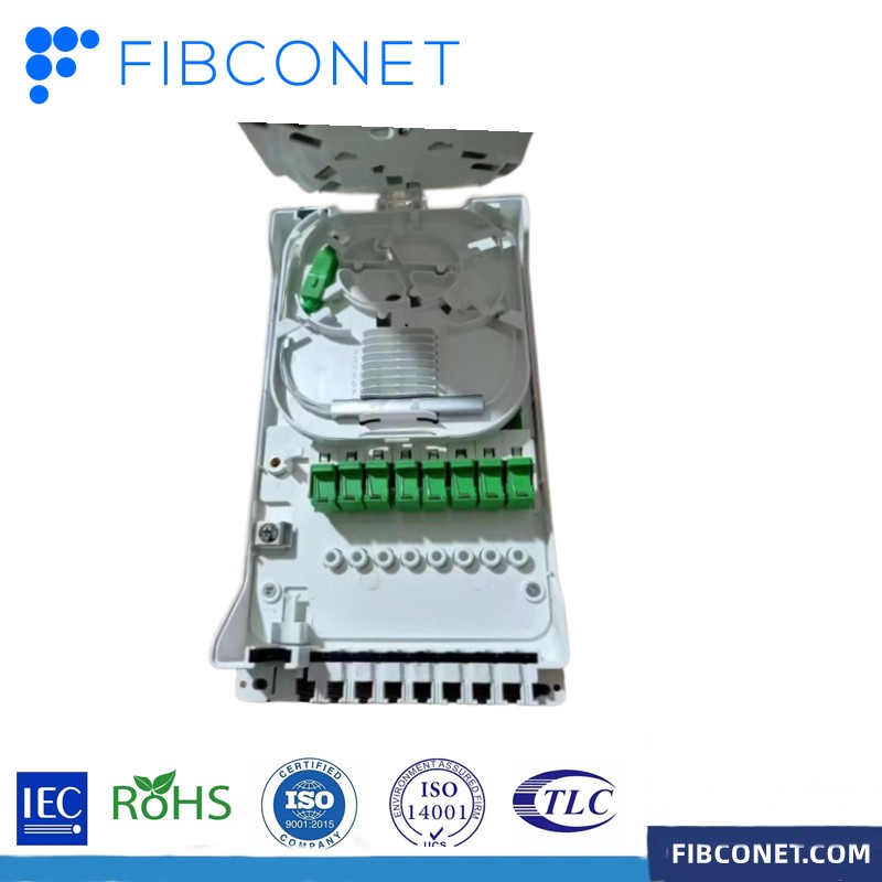 Waterproof 1x8 Splitter SC APC Simplex Fiber Optic Distribution Box for 8/16 Cores FTTH