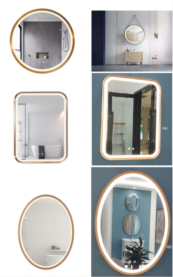 Aluminum Frame Oval Illuminated Bathroom Mirror 500*700MM