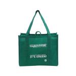 Simple Green Folded Non Woven Carry Bags Custom Logo Advertising Packaging