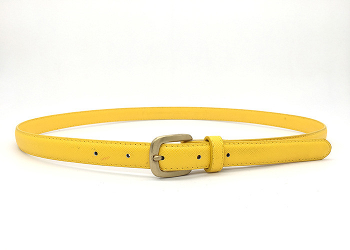 Yellow 20mm Women's Fashion Leather Belts For Pants