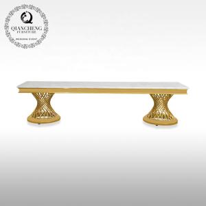 Wholesale Metal 60kg Luxury TV Table For Living Room White Top Gold Frame from china suppliers