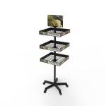 Commercial Metal Wire Round Floor 3-tier Wine Display Rack For Retail Stores