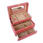 Big Stand Up Wooden Jewelry Organizer Box Armoire Ring Necklace Rigid