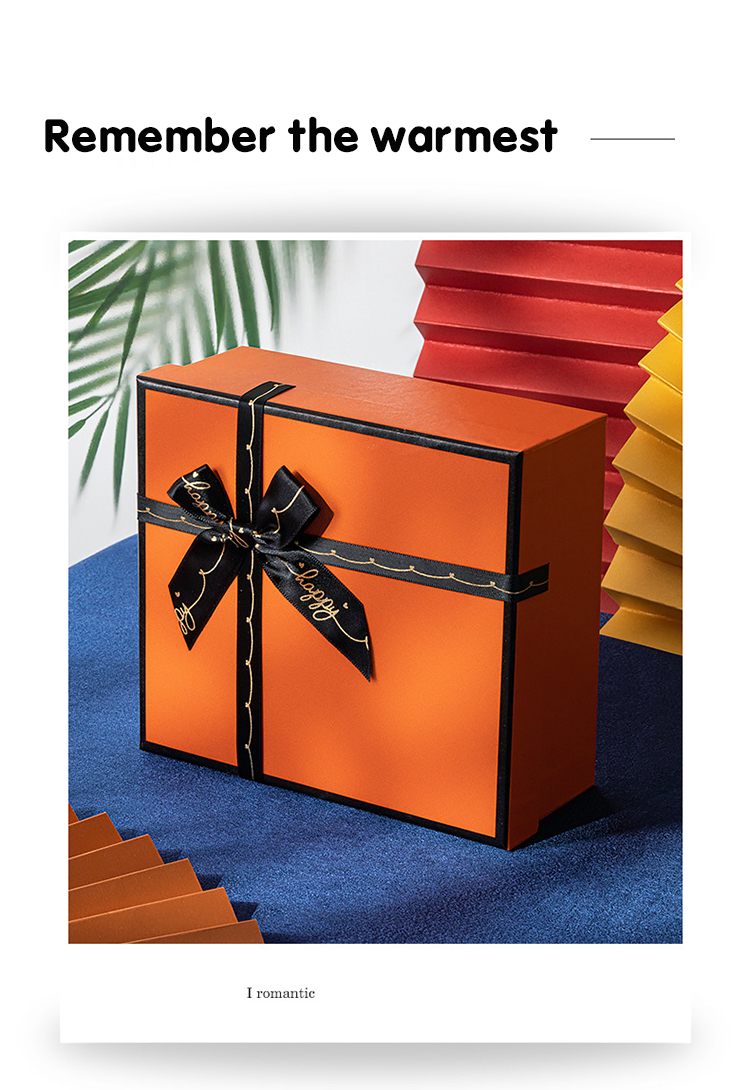 Lid Base Box Paperboard Box Wedding Favor Gift Packaging With Silk Bowknot Straw