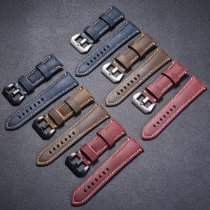 Wholesale Genuine Leather Watchband Bracelet 20 22 24 26mm Women Men Oil Wax Cowhide Blue Green Red Brown Wach Band Strap Steel Bu from china suppliers