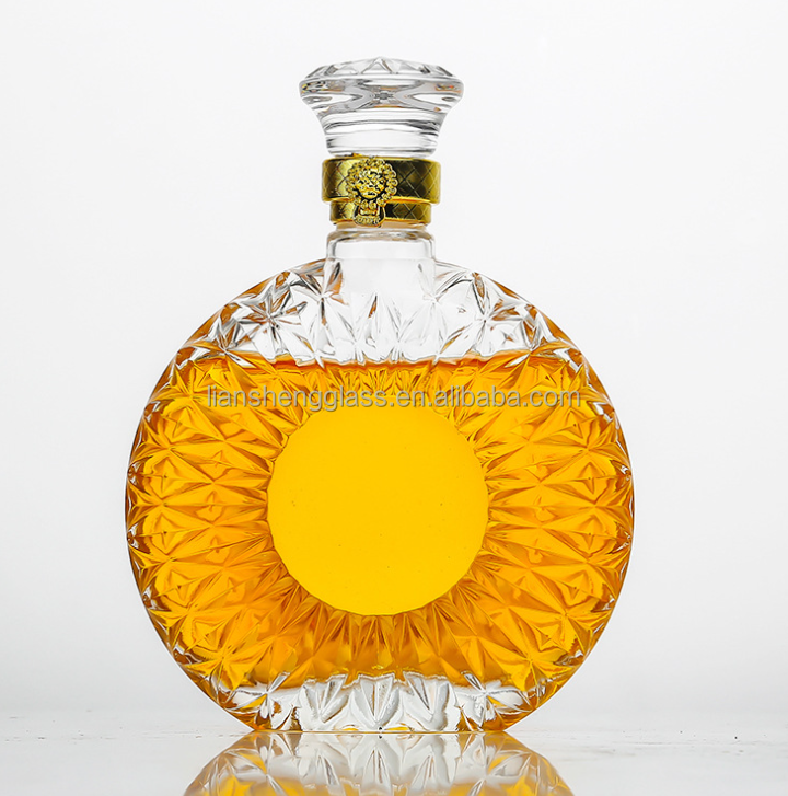 Wine 200ml Transparent Round Empty Flint Glass Liquor Bottle With Sealed Cork Lid