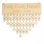 ISO9001 Beige Color Wooden Hanging Birthday Calendar OEM