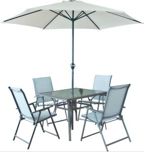 Wholesale Full Steel Outdoor Dining Table And Chairs Set With Sun Parasol from china suppliers