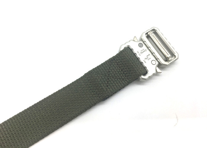 Army Green Polyester Webbing Belt / Men Waist Belt With Plastic Buckle