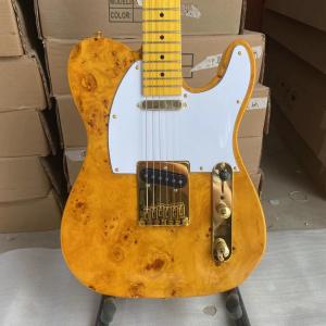 Wholesale Custom Tele Electric Guitar Burl Maple Top Basswood Body Maple Fingerboard Golden Hardware High Quality Guitar from china suppliers