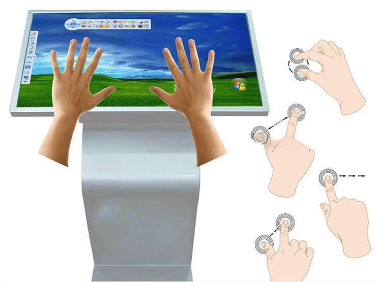 floor stand self service information checking PC station 32" inch LED all-in-one kiosk touchscreen Win10 Android Linux OS OEM