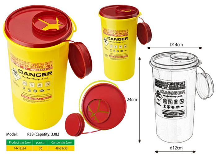 3 Litre Sharps disposal container, Sliding Lid, Red,Sharps Container | WinnerCare