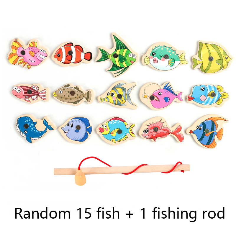 Fishing Game Wooden Alphanumeric Toys For Children Montessori Early Educational