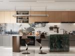 Sophisticated Residential Stainless Steel Kitchen Cabinets With Deep Gray And