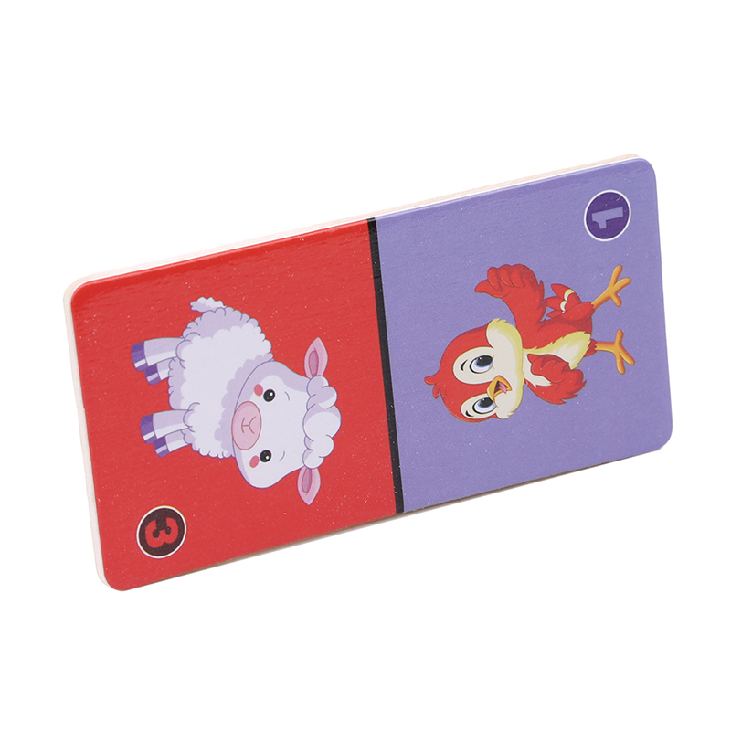 Cartoon Animal 4cm Wooden Domino Blocks Building Puzzle Toy
