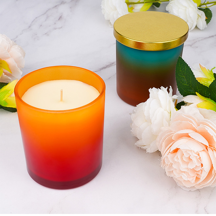 Natual Soy Wax Frosted Glass Jar Scented Candle With Metal Lid